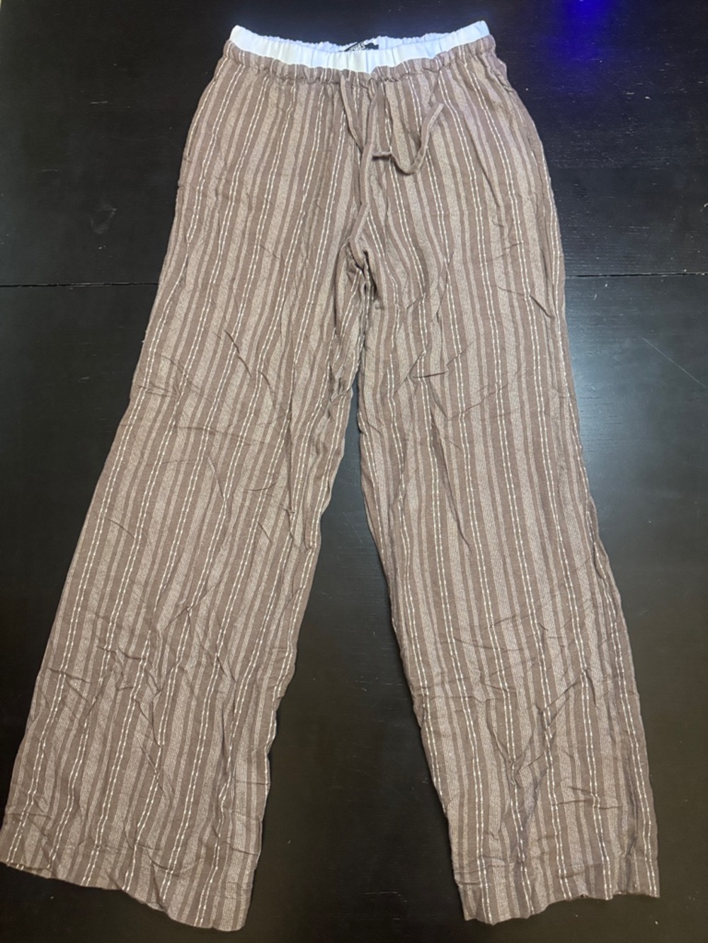 Men's Brown Striped Lightweight Lounge Pants